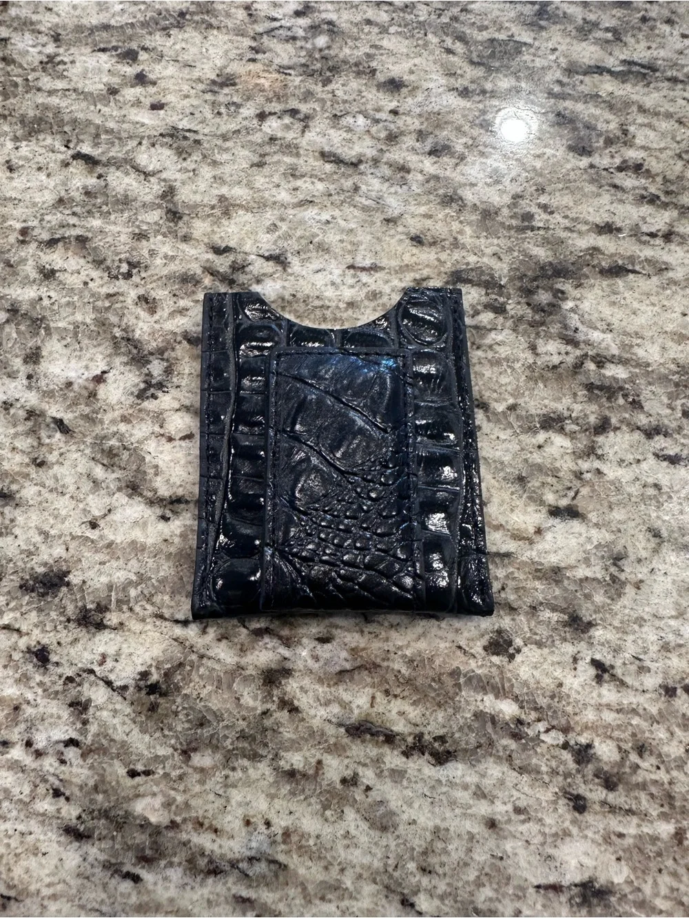Brighton Black Croc-Embossed Leather Card Holder